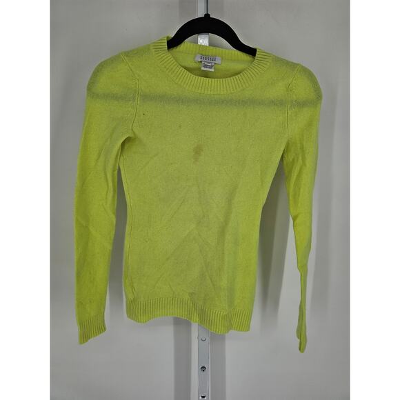 barneys New York Womens Sz XS 100% Cashmere Sweater Bright Yellow *STAIN* - Picture 1 of 4